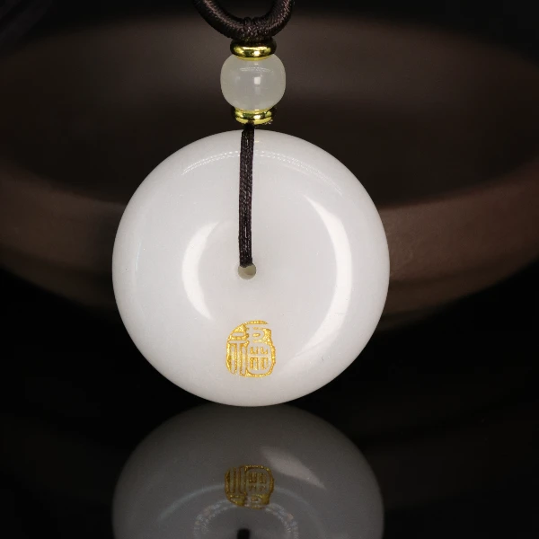 天然新疆玉石三五金福平安扣玉吊坠金丝玉挂件玉坠真品直播间Y871