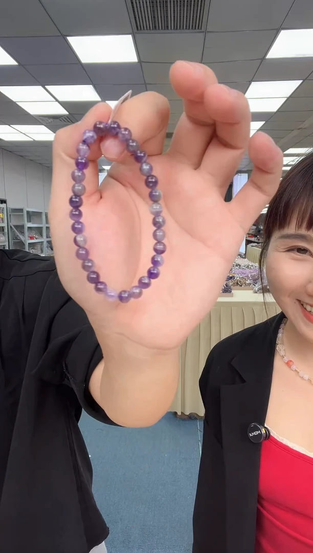 水晶手链未镶嵌紫牙晶手串6mm（多样性发其一）