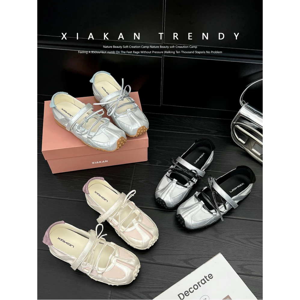XIAKAN 内增高5cm玛丽珍女鞋2025年夏季新款休闲运动鞋芭蕾舞鞋潮
