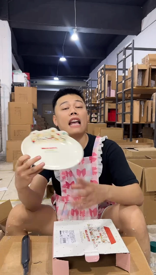 瓷片原盒kt猫一家人合集餐盘