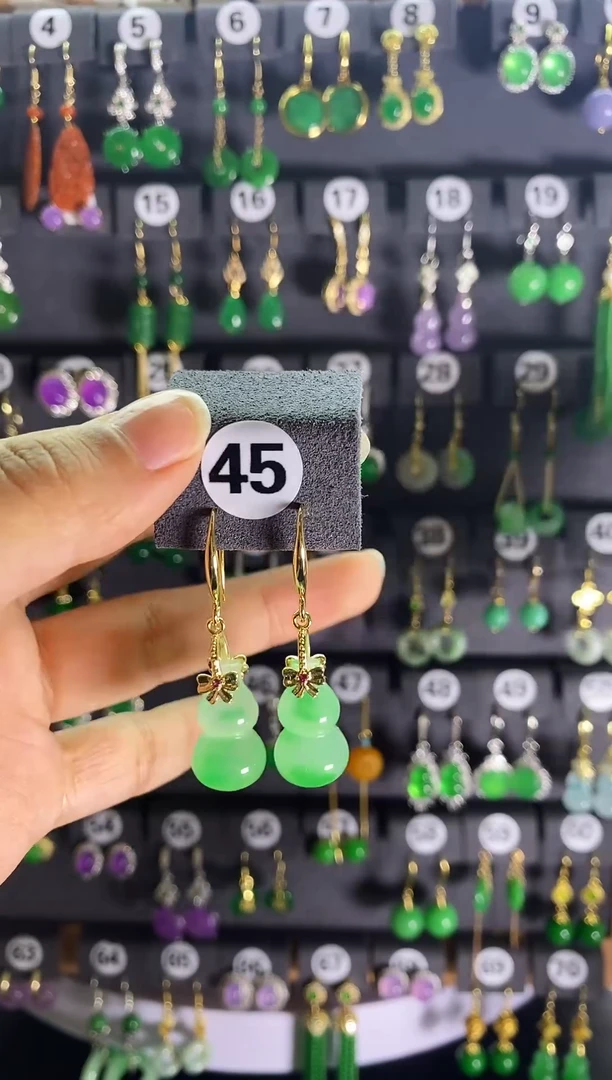 翡翠银S925镶嵌耳饰45