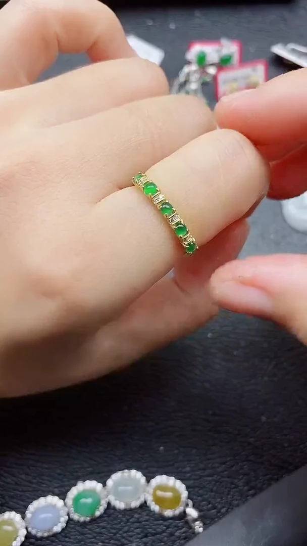 银S925镶嵌戒指翡翠1