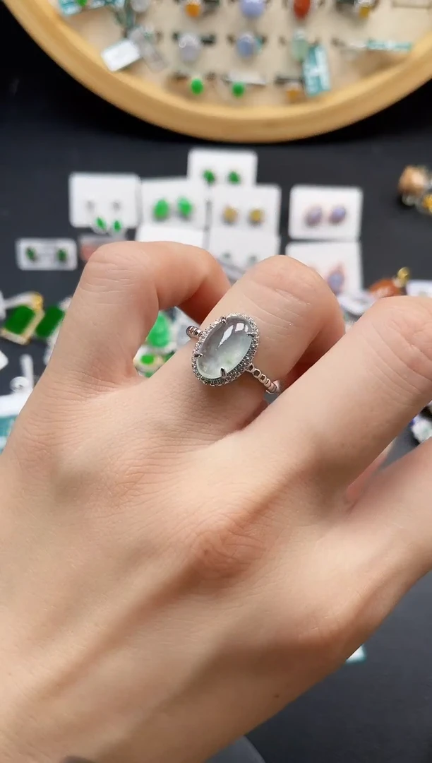 银S925镶嵌戒指翡翠天然翡翠10.09/0052