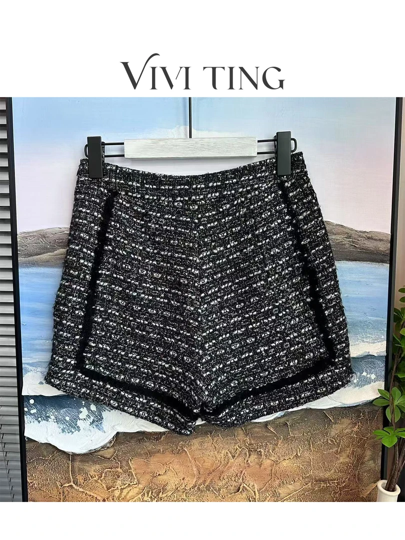 【VIVI·TING】婷姐推荐小香风粗花呢杂色亮片细闪亮丝设计短裤F561
