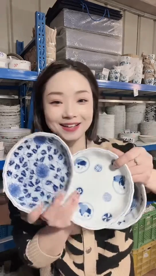 【闪购商品】瓷片 日本瓷器16cm盘四只不同花C497