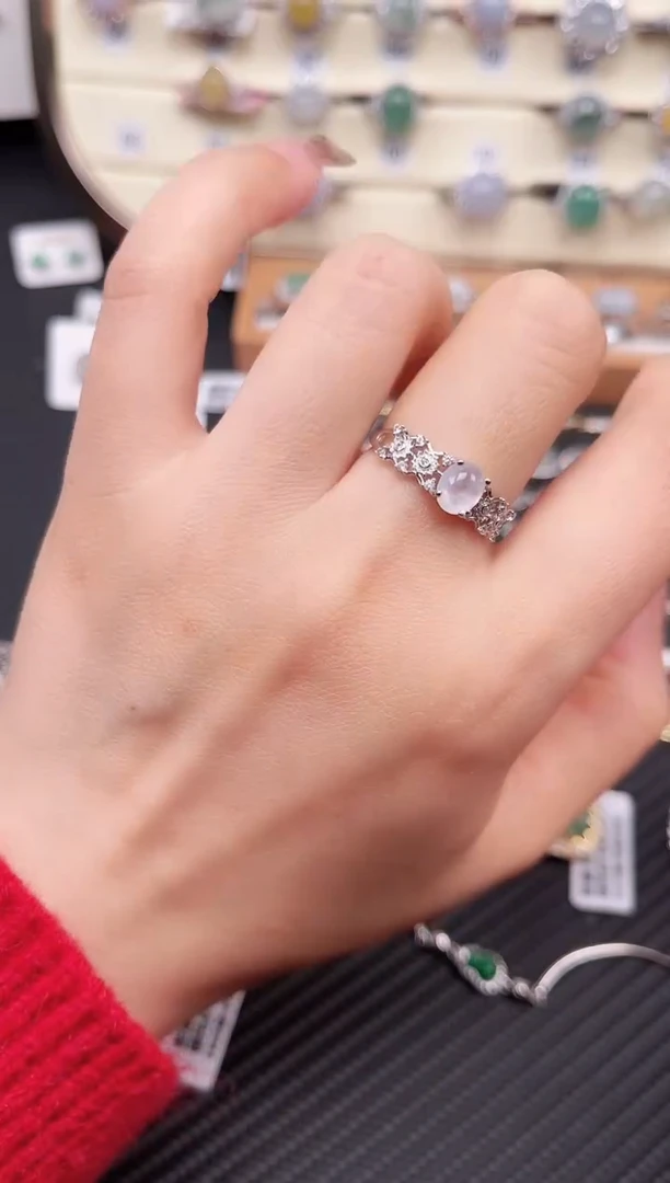 【闪购商品】翡翠戒指银S925镶嵌戒指0013