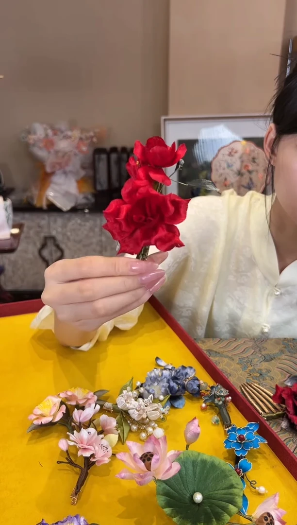 刺绣 非遗绒花（发饰）