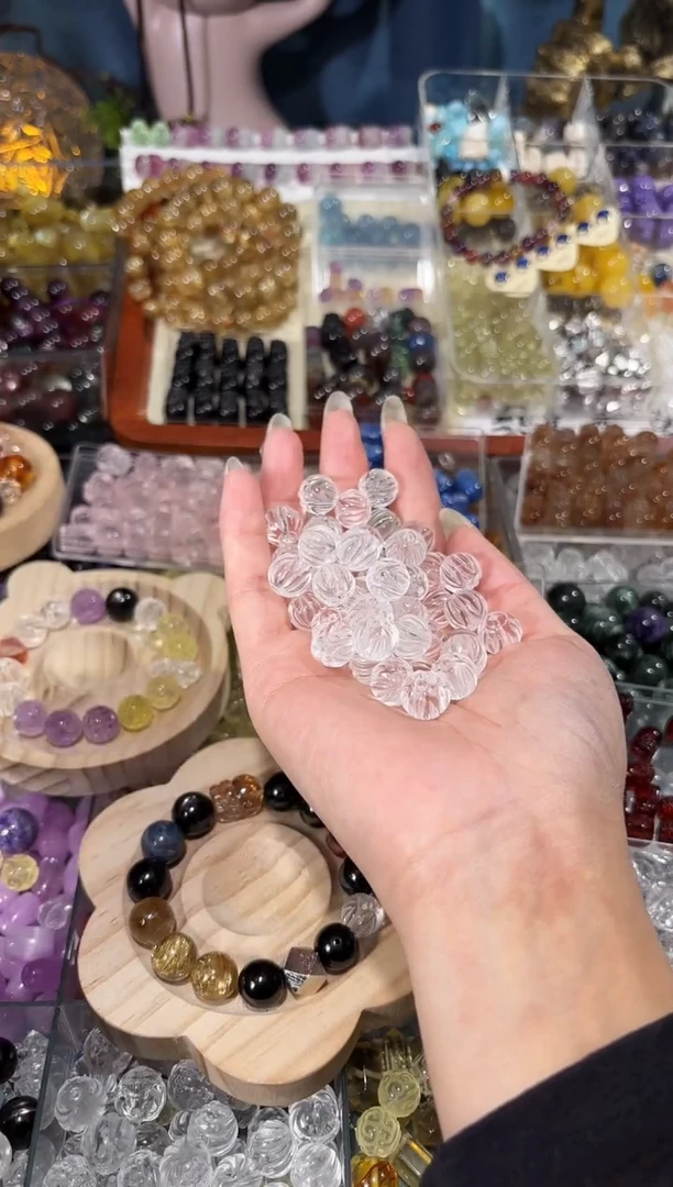 【闪购商品】水晶手串未镶嵌白水晶花珠卡约12一个