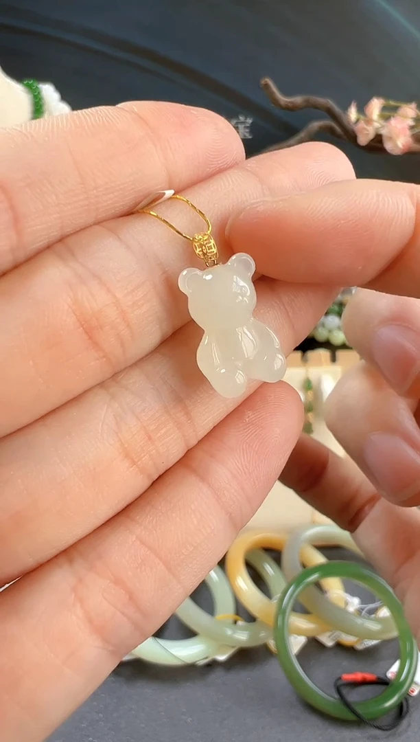 颈饰18K金镶嵌和田玉/支持复检/多样性发一cg