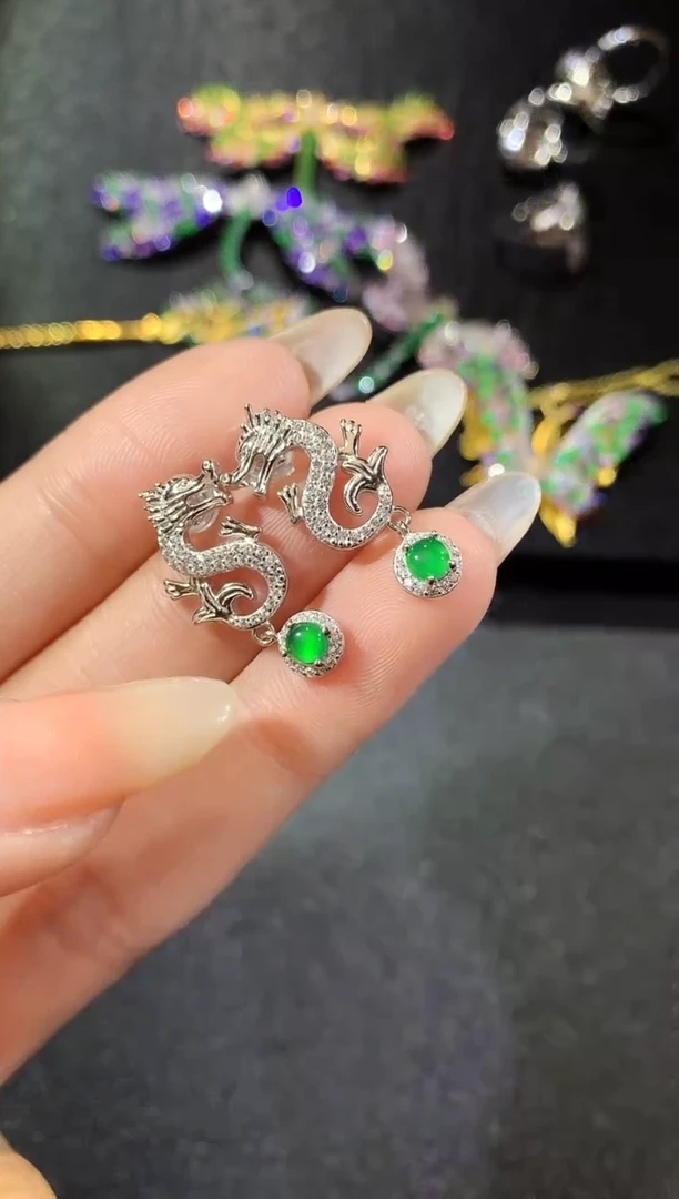 【闪购商品】翡翠耳饰银S925镶嵌191-耳饰（多样性发货一件