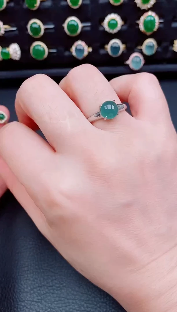 【闪购商品】翡翠戒指银S925镶嵌天然a货翡翠4