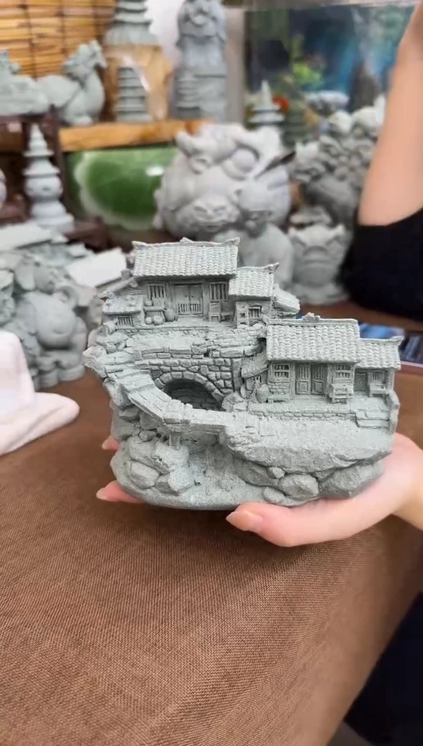 石材青沙石农家小院带桥