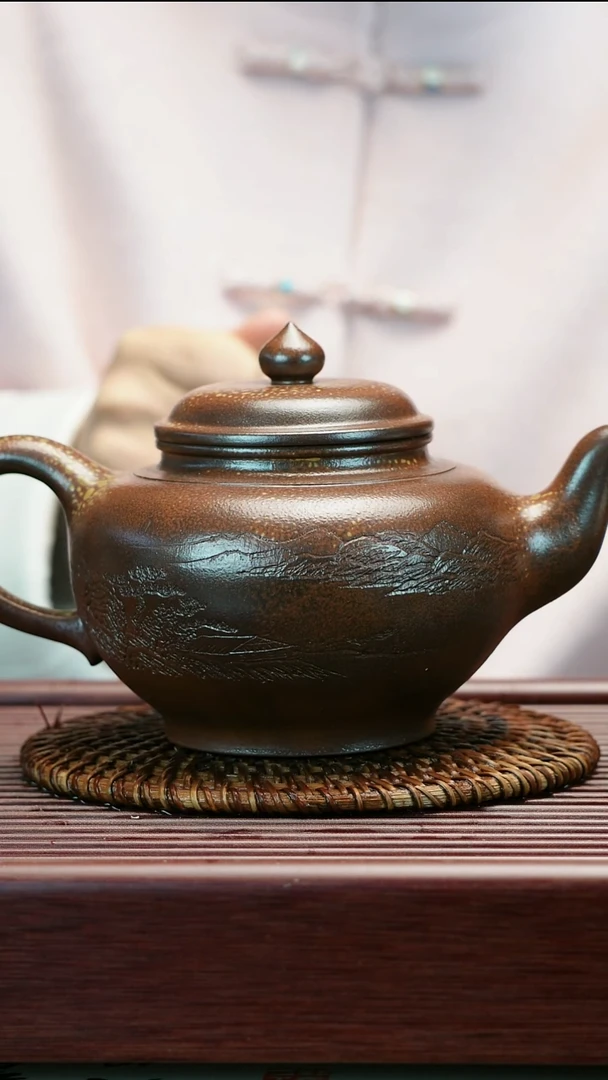 茶壶紫砂原矿底槽清柴烧 笑樱 660cc   全手工袁兰英制/少云2刻