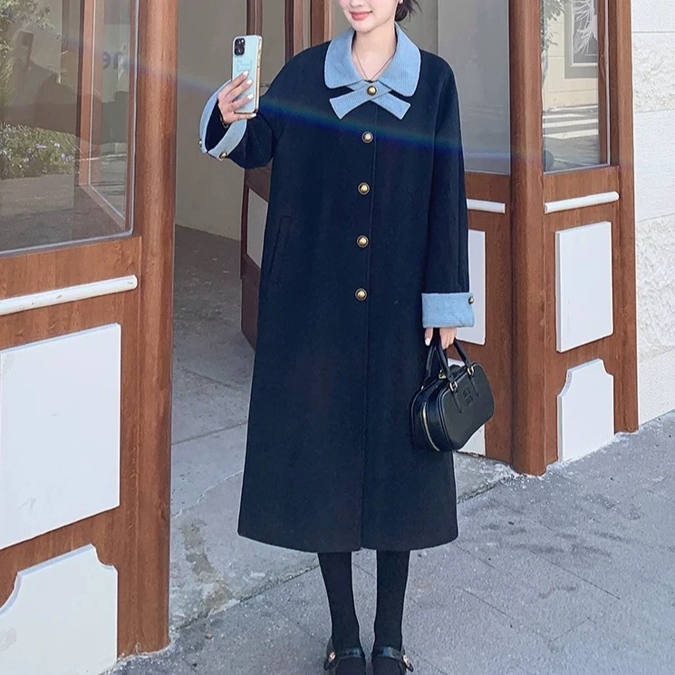 加大300斤可穿大码女装小香风毛呢外套蝴蝶结气质高级感呢子大衣