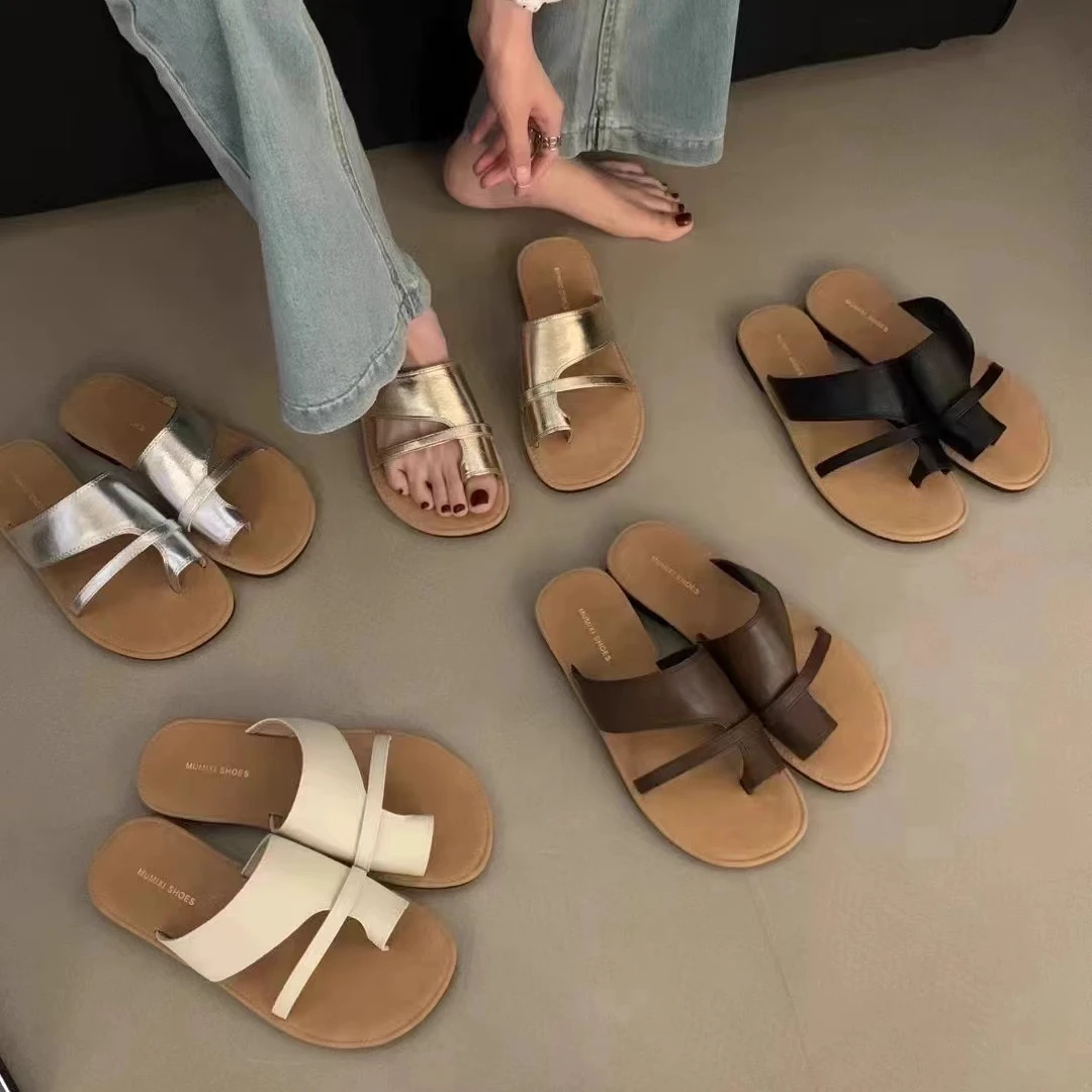 法式晚风拖鞋女夏季新款配裙子仙女风凉拖复古套趾拖鞋8818