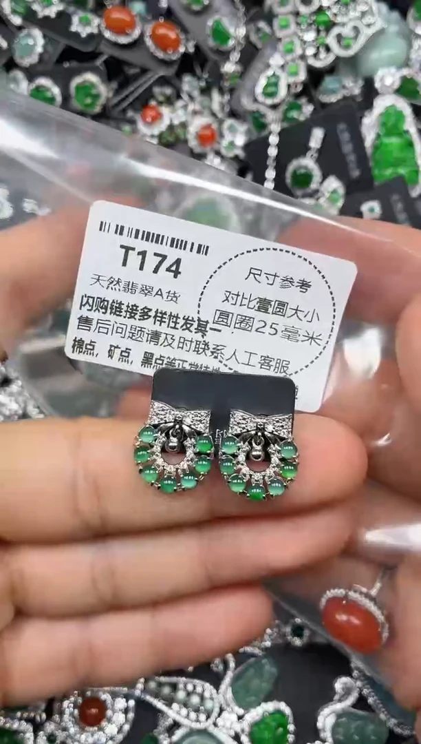 颈饰未镶嵌翡翠用****8T174耳钉