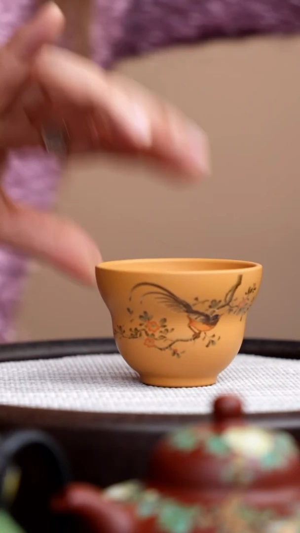 茶壶紫砂黄金段葫芦杯鸟