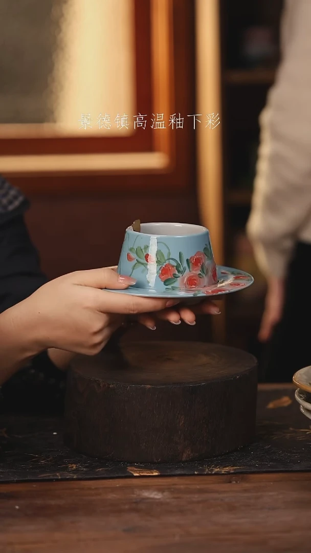 陶瓷景德镇高温釉下手绘陶瓷@L808@