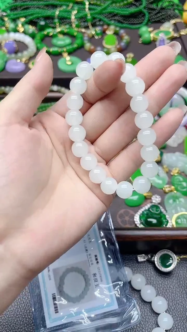 和田玉未镶嵌颈饰白玉手串10mm