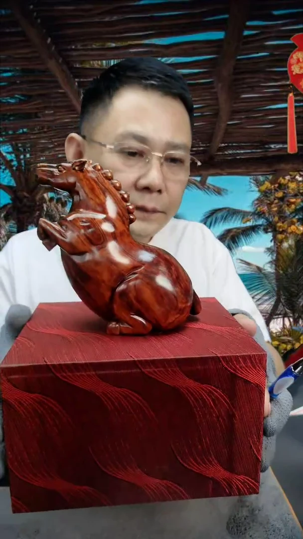 把件黄花梨/降香黄檀停****步海黄野生中性料唐马摆件