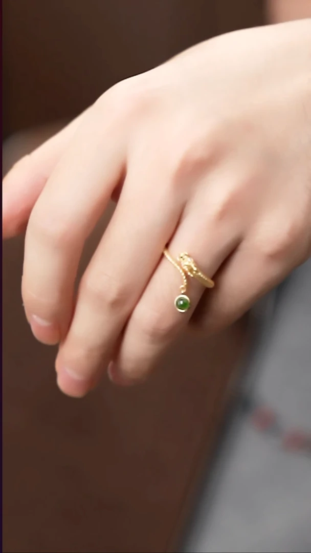 银S925镶嵌戒指和田玉（碧玉）多样性发其1