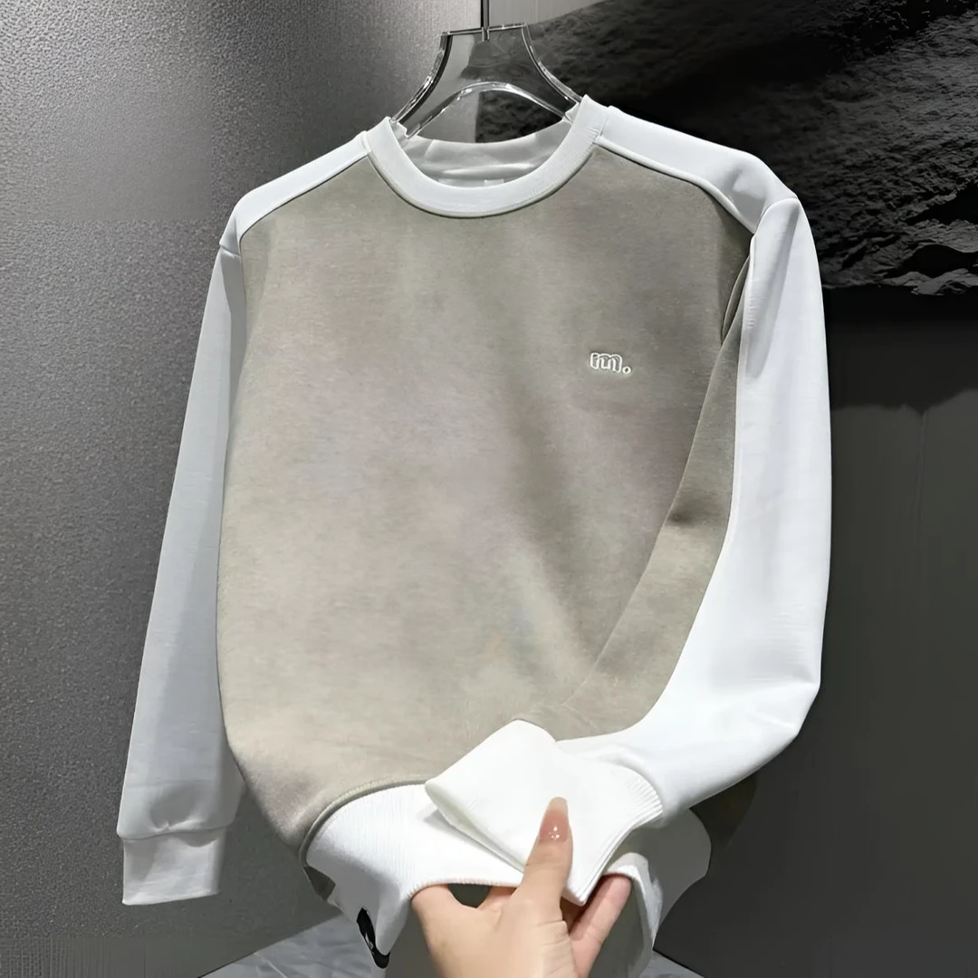 {专柜高品质 拼接扎染}冬加绒加厚男士卫衣休闲潮流个性长袖上衣