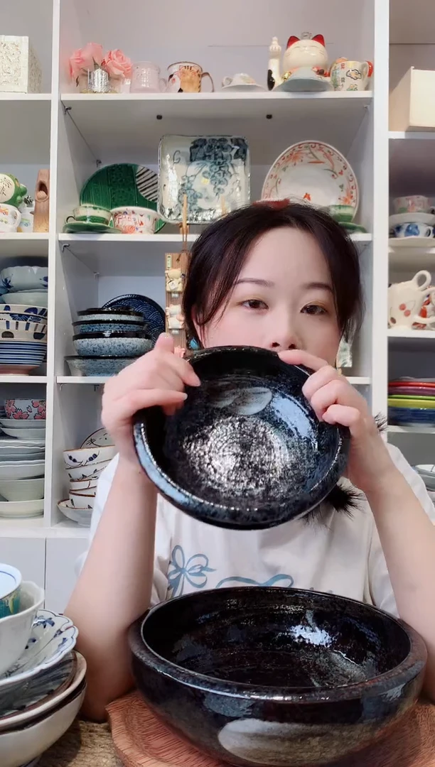 陶瓷美浓烧明世荒刷毛中钵17cm