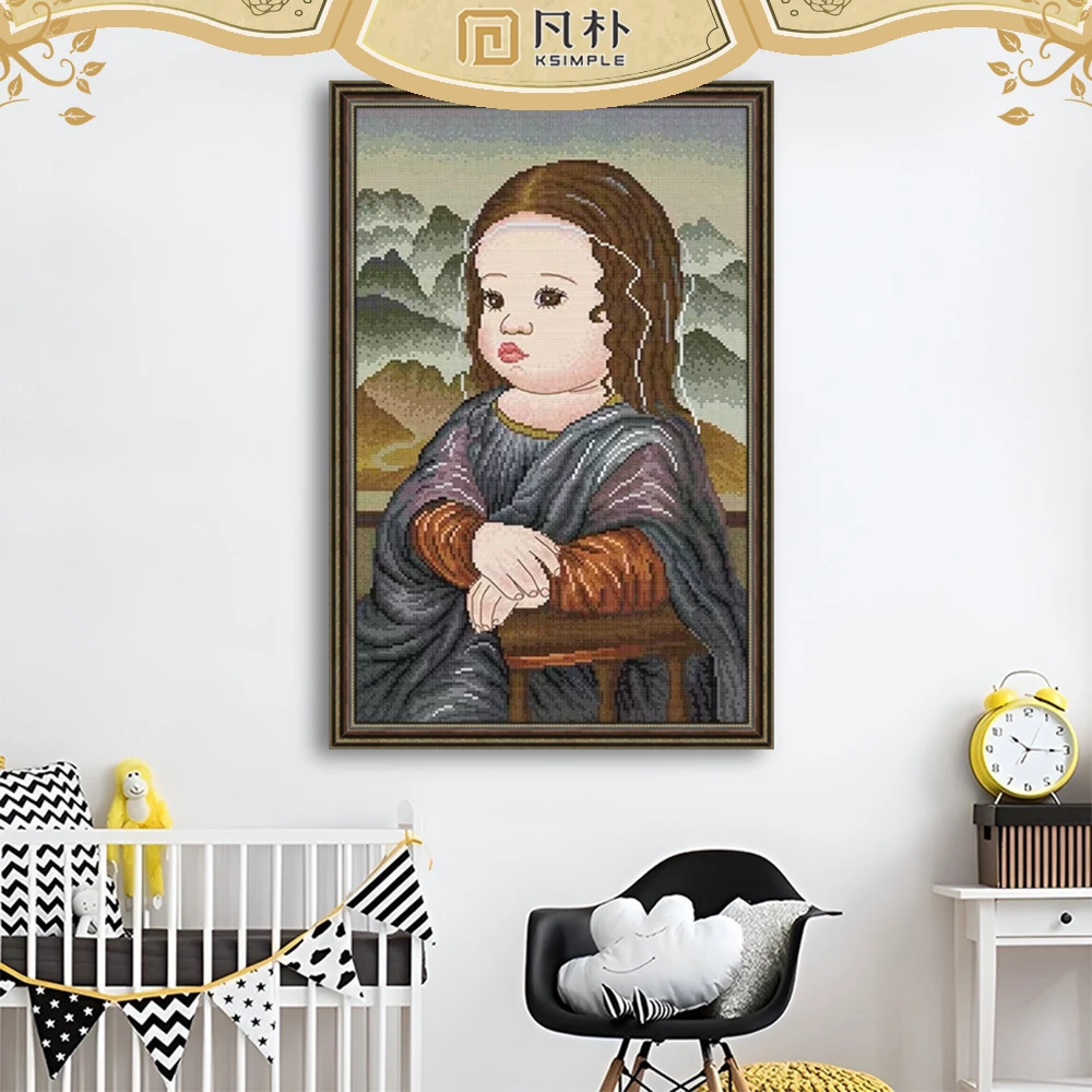 ks十字绣生态棉卡通版人物小蒙蒙自己绣手工DIY清新印花解压