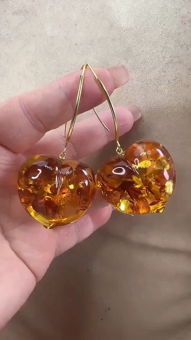 琥珀颈饰未镶嵌耳环