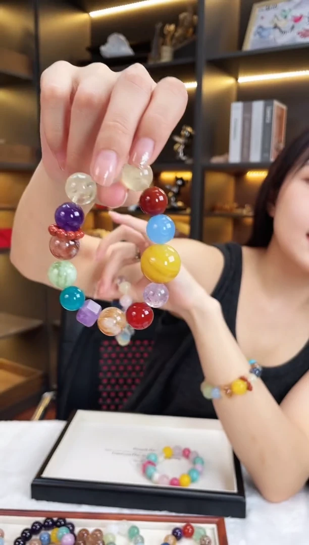 未镶嵌手链水晶黄纹玛瑙多宝手串