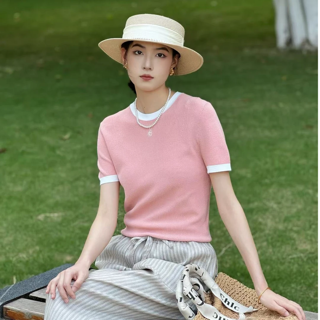 GIRDEAR/哥弟时尚上衣休闲气质显瘦百搭透气短袖针织T恤138012