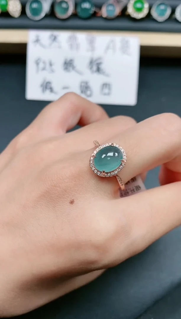 翡翠戒指银S925镶嵌111111