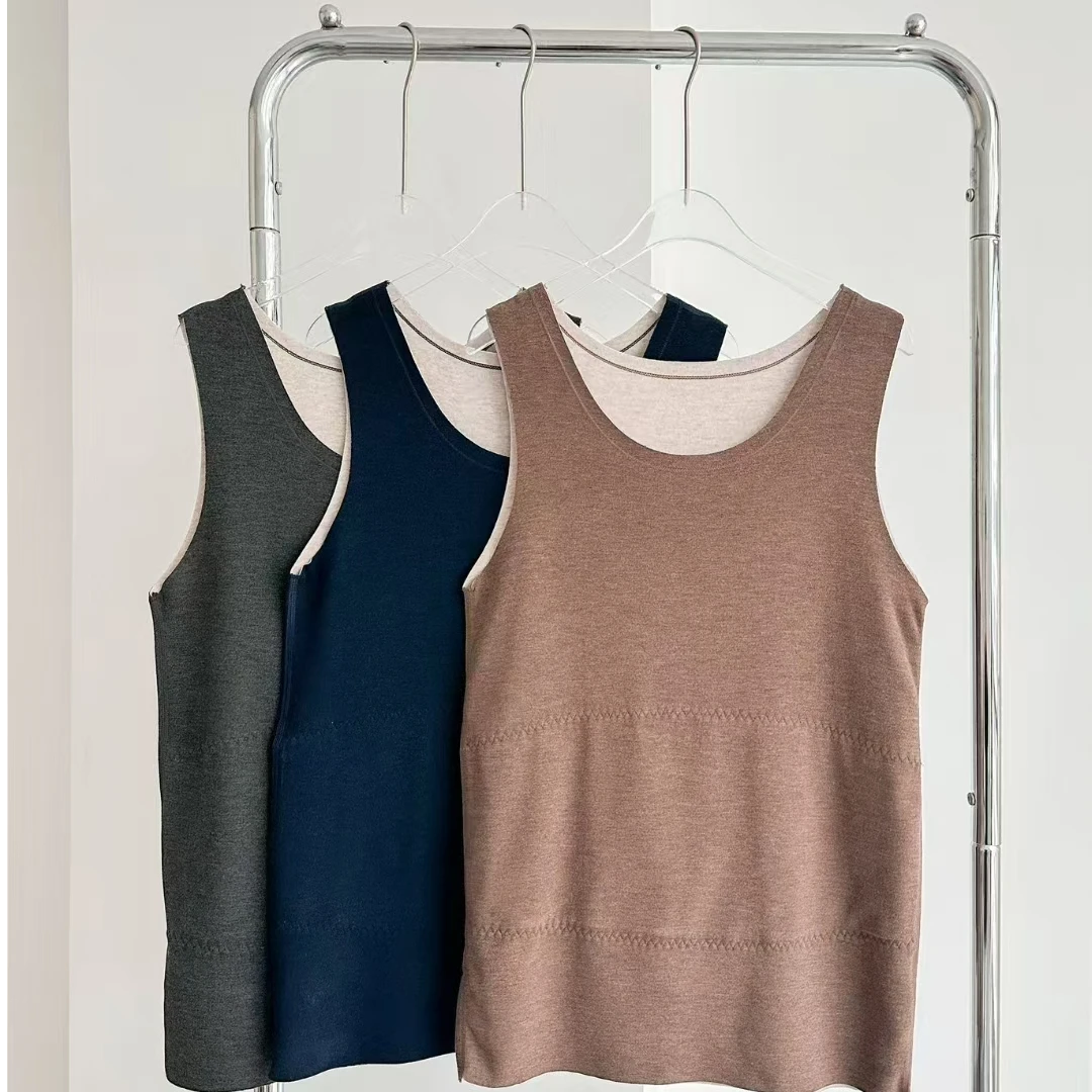 冬季新款蚕丝背心男士羊绒保暖背心