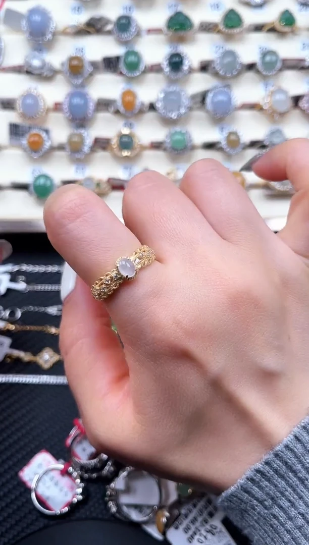 【闪购商品】翡翠戒指银S925镶嵌天然A货翡翠21