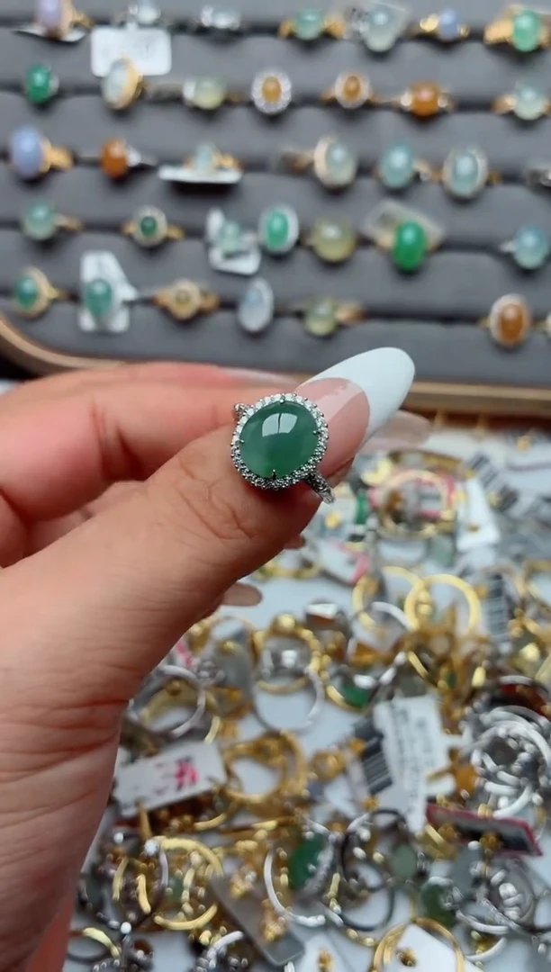 银S925镶嵌戒指翡翠.