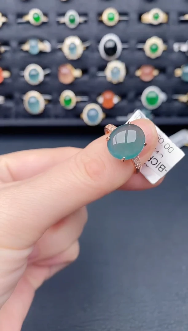 银S925镶嵌戒指翡翠天然a货翡翠24