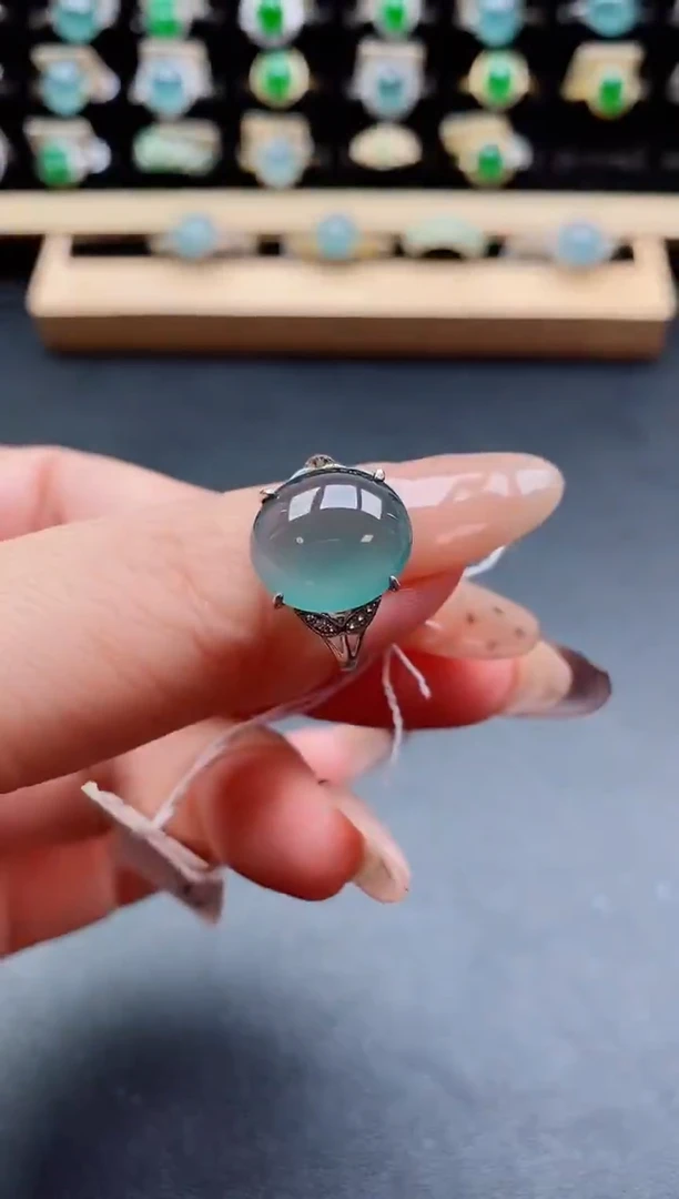 银S925镶嵌戒指翡翠1