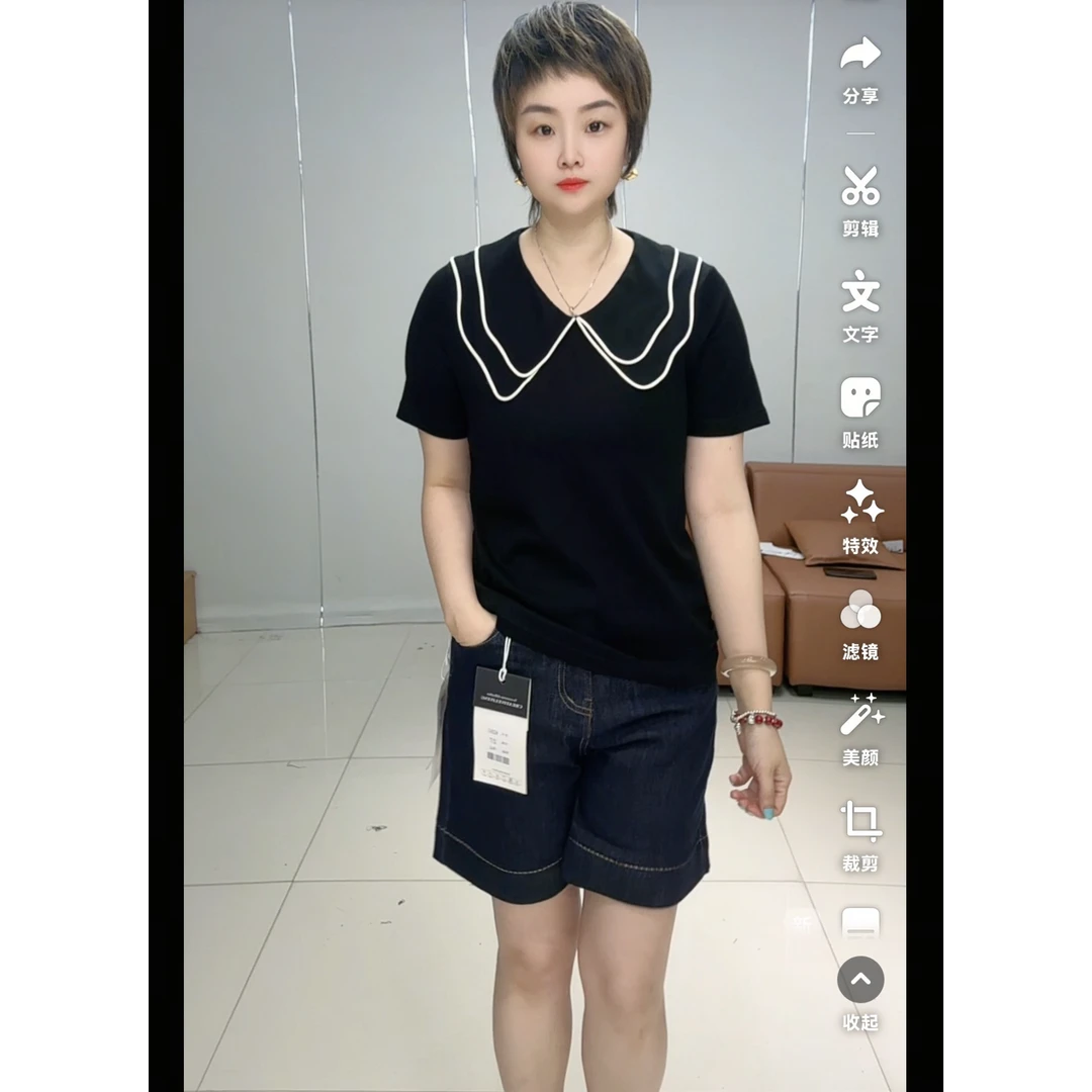 小施家气质特色领百搭显瘦T恤6955