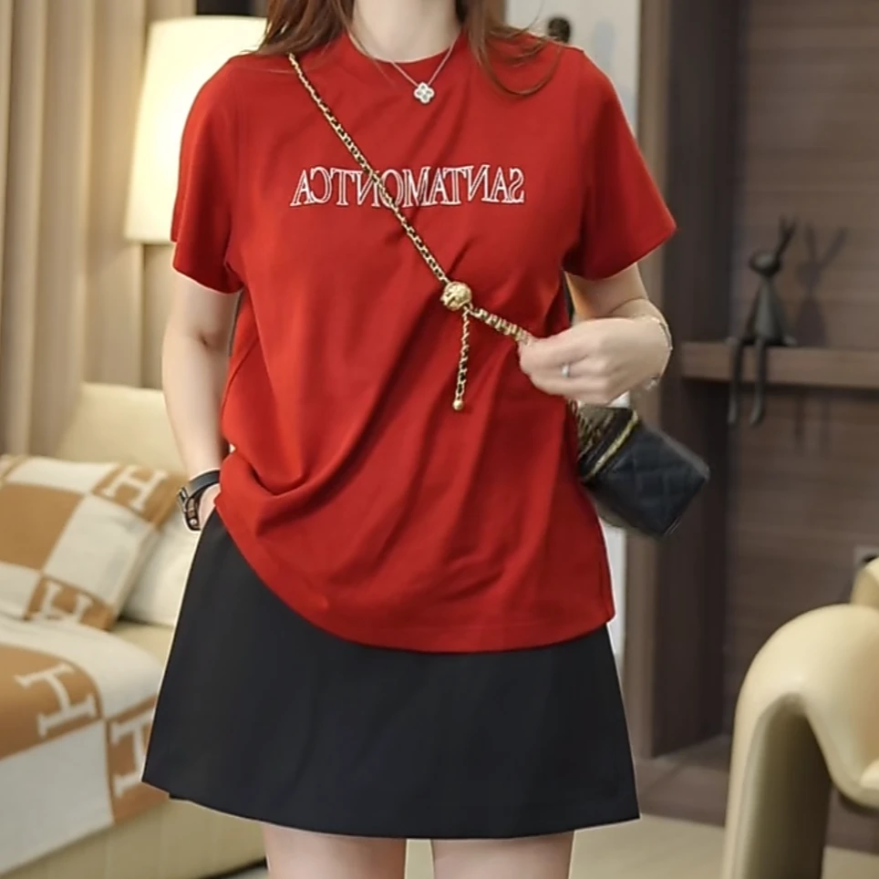 设计感字母印花短袖T恤女2025早春新款休闲时尚半袖百搭夏季上衣