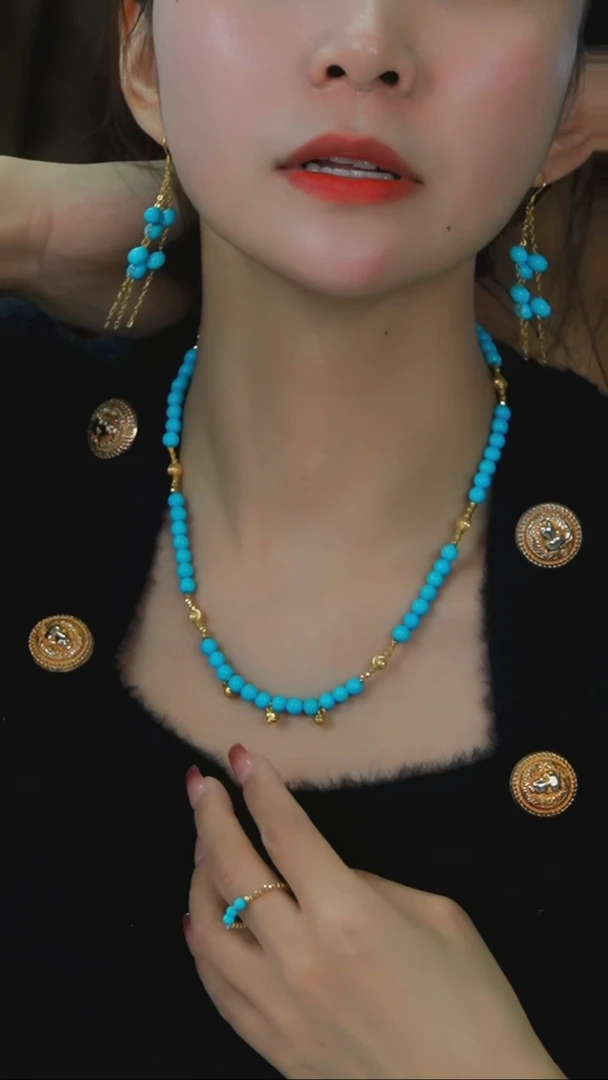 【闪购商品】绿松石项链18K金镶嵌发货一件