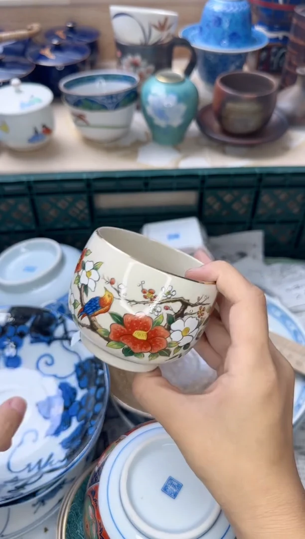 茶杯紫砂凤**瑰316陶艺中古瓷器满18米包邮