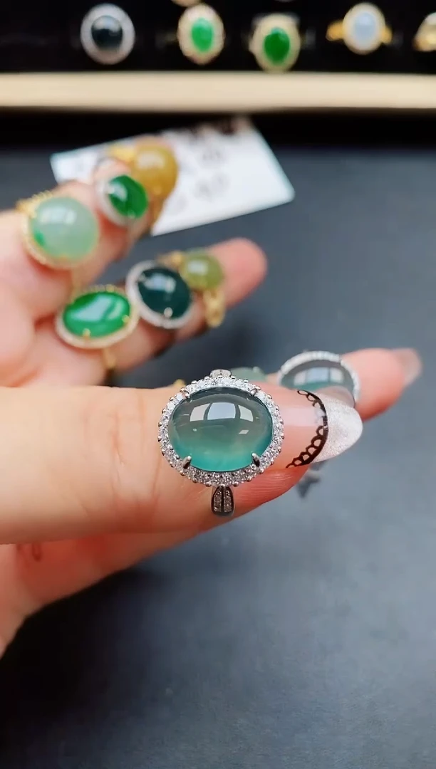 翡翠戒指银S925镶嵌3003
