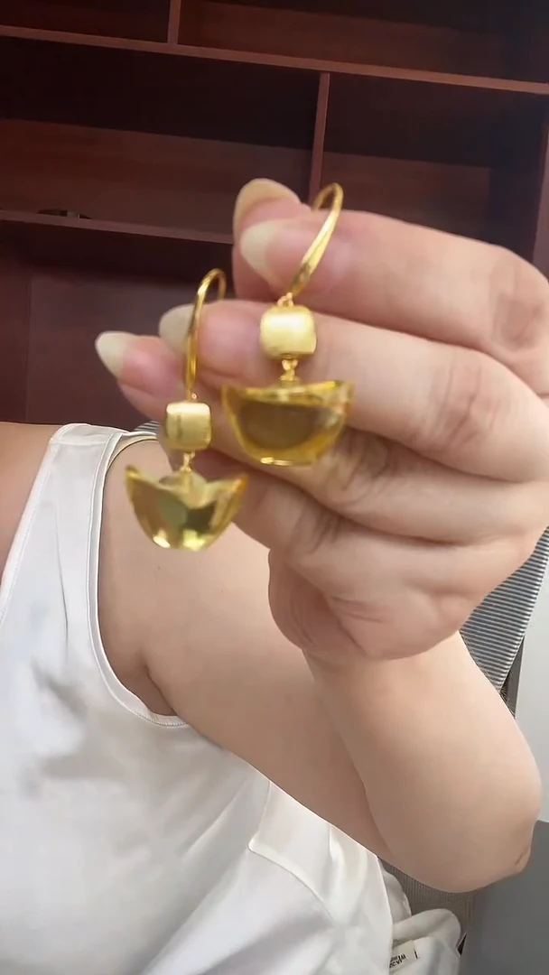 琥珀银S925镶嵌耳饰耳环
