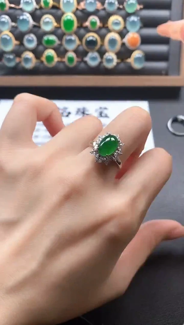 银S925镶嵌戒指翡翠51511