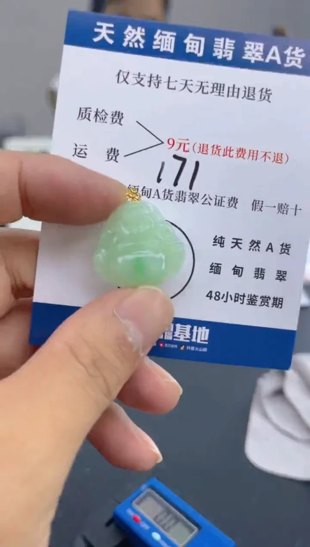 颈饰18K金镶嵌翡翠纯天然缅甸翡翠A货