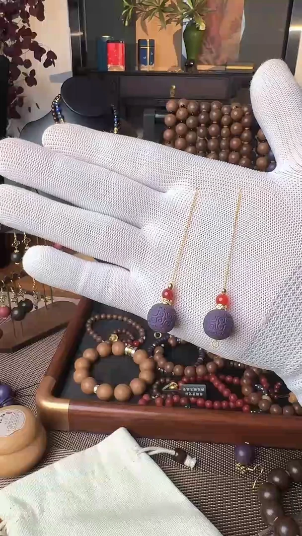 泥塑紫阙归元14~15mm耳线