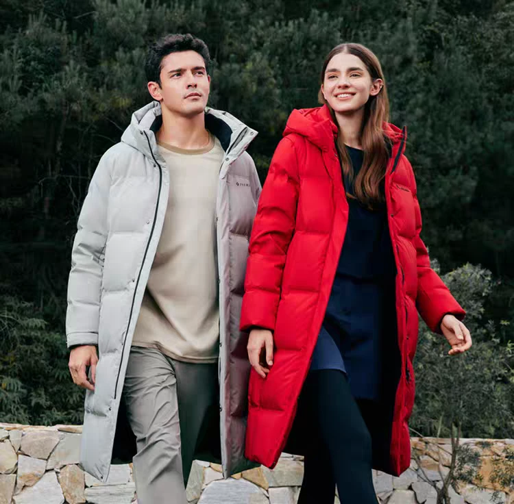 杰奥女士中长款过膝鹅绒加厚连帽直筒羽绒服户外防寒保暖商场同款