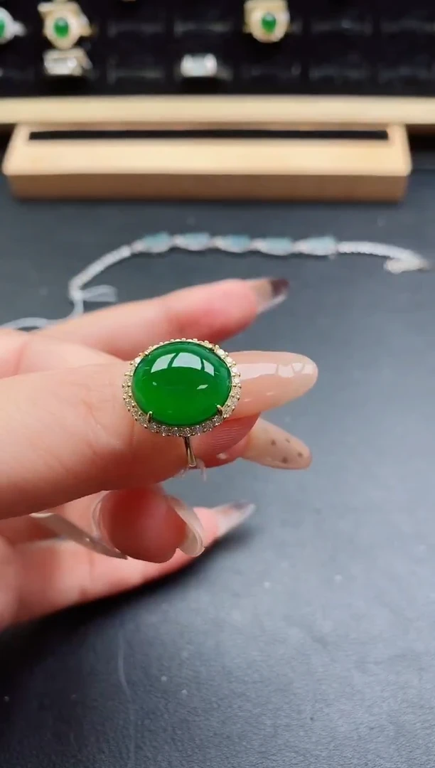 银S925镶嵌戒指翡翠1