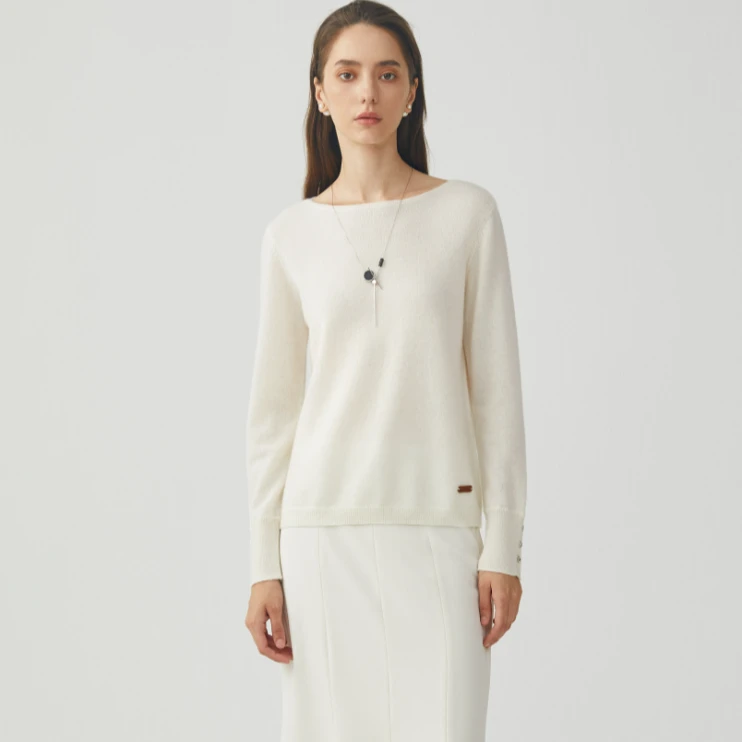 King Deer/鹿王24秋冬时尚休闲百搭宽松慵懒圆领羊绒衫L804115