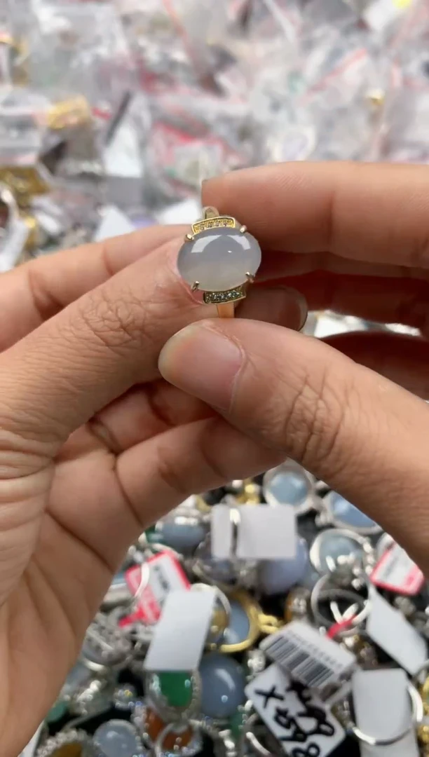 银S925镶嵌戒指翡翠999---3